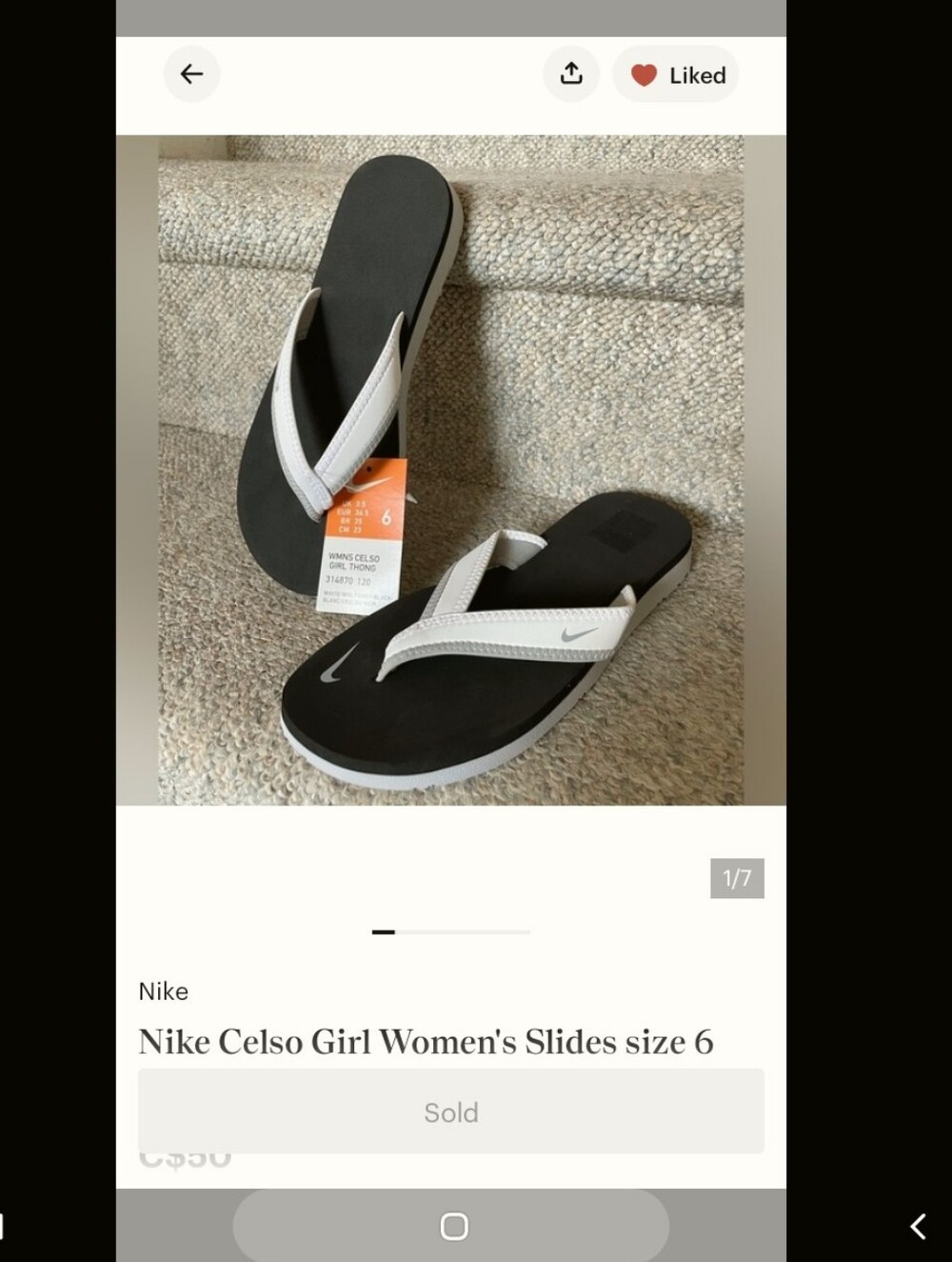 Nike Celso Girl Women's Slides size 6 black and white Clean Girl new in box